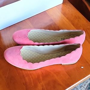 Pink Suede Boden Scalloped Flats